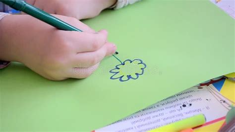 Child Drawing On Color Paper International Childrens Day Stock Video