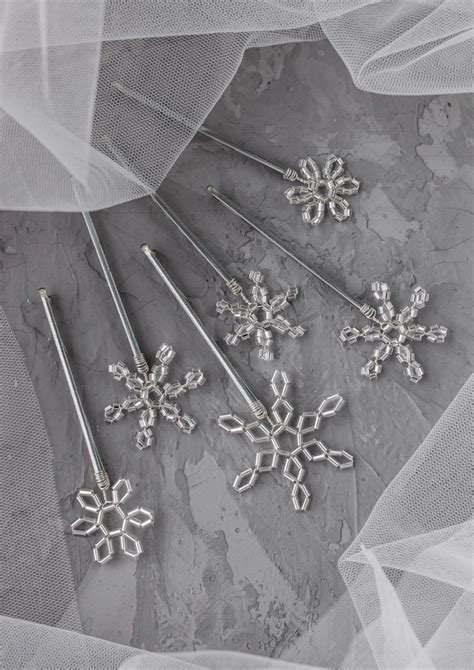 Snowflake Decorative Hair Pin Set Crystal Silver Snowflake Etsy