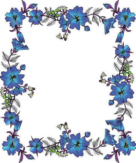 Flower Picture Frame Clip Art Chinese Blue Ⓒ Blue Floral Frame Png