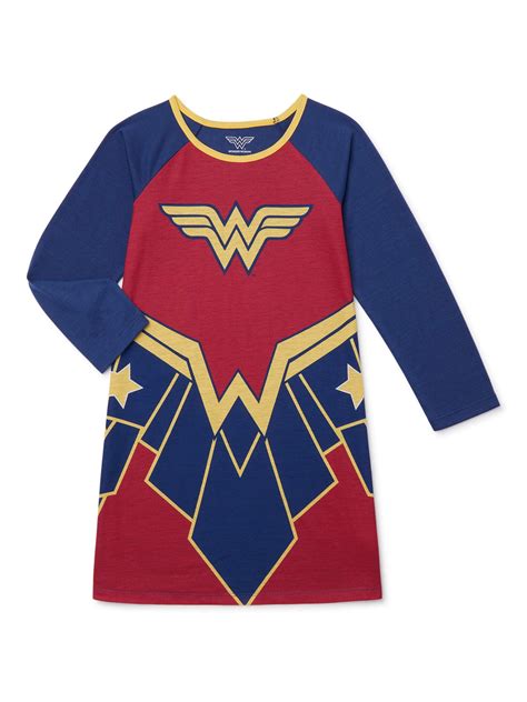 Wonder Woman Girls Long Sleeve Pajama Nightgown Sizes 4 12