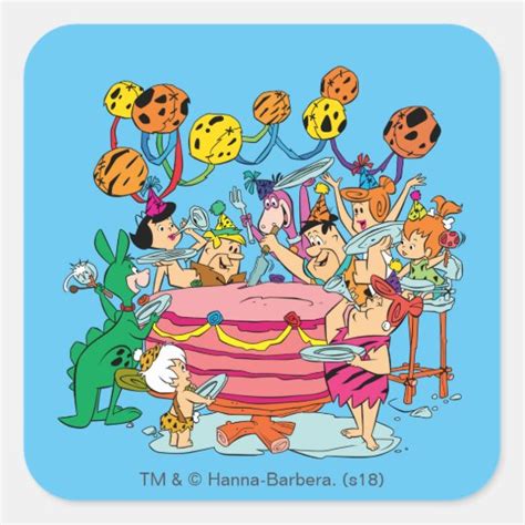 The Flintstones Birthday Party Square Sticker