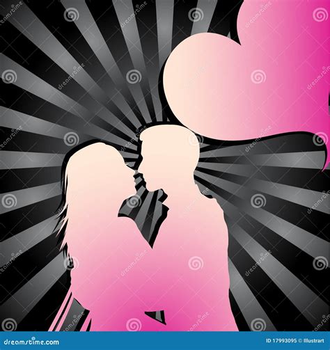 Romantic Couple Silhouette With Heart Royalty Free Stock Photo Image