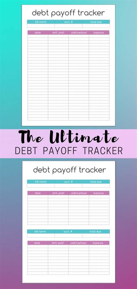 Debt Payoff Tracker Printable Full Page And Half Worksheet Organize