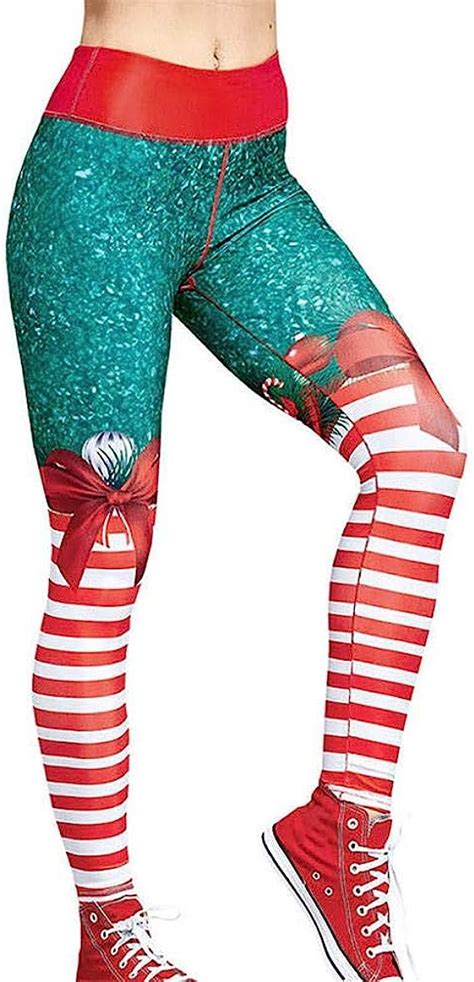 Yebiral Damen Leggings Strumpfhose Weihnachten Muster Hose Push Up