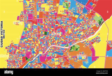 Colorful Vector Map Of Ciudad Victoria Tamaulipas Mexico Art Map