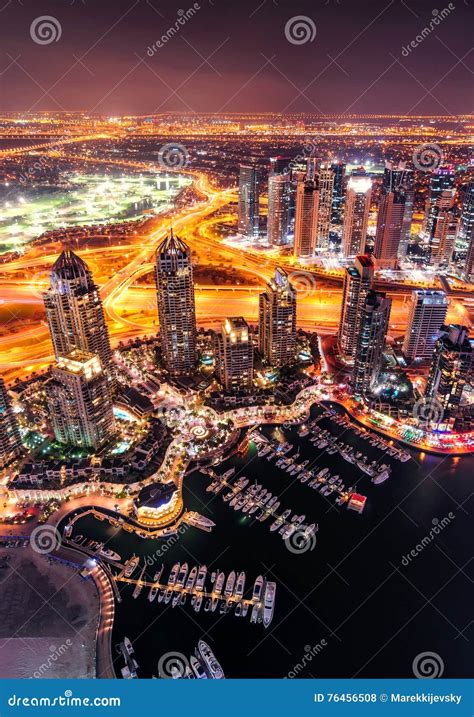 Majestic Colorful Dubai Marina Skyline During Night Dubai Marina