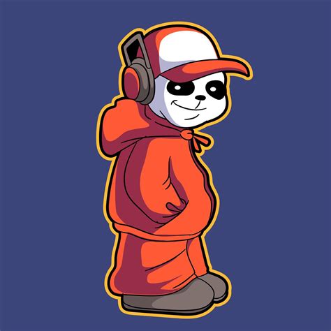 Panda Listen Music Headphones Mascot Illustration 7557859 Vector Art At