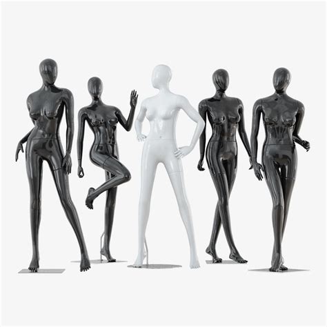 Collection Of Five Faceless Female Mannequins 34 3D Model CGTrader