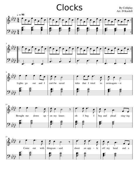 Clocks By Coldplay Sheet Music For Piano Solo