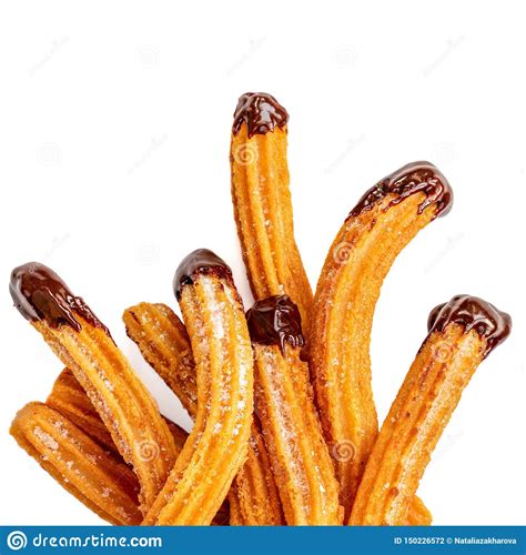 Churros Fried Dough Pastry With Sugar And Chocolate Sauce Dip