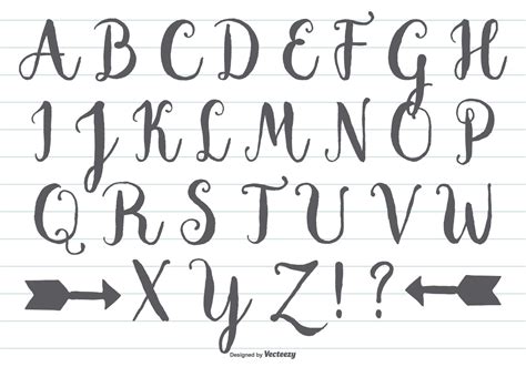 Hand Drawn Calligraphic Alphabet Vector Art At Vecteezy