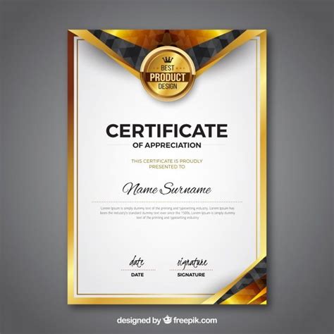 Premium Vector Certificate Template With Golden Color Certificate