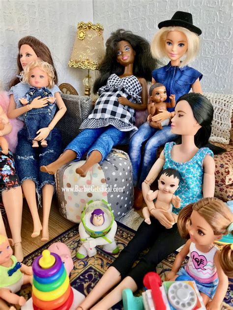Barbie Mom Group With Their Barbie Babies And Barbie Kids Visiting