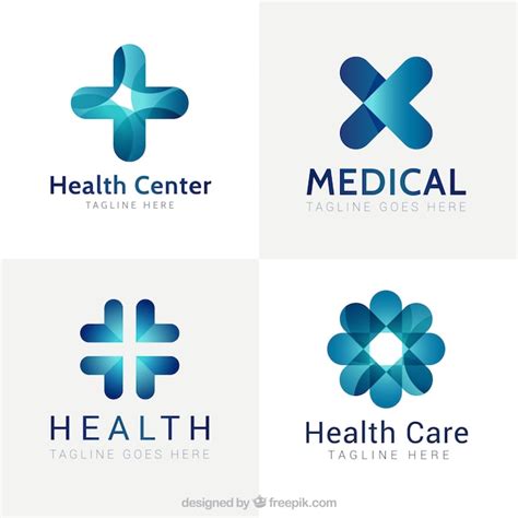 Premium Vector Blue Modern Medical Center Logos