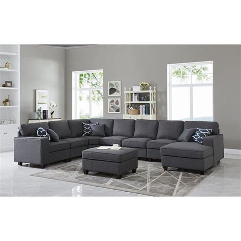 Sectional sofa left hand facing light grey fabric. Yateley 149.5" Left Hand Facing Modular Corner Sectional ...