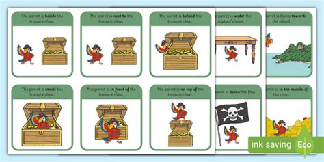 👉 Pirate Prepositions Positional Language Cards Twinkl