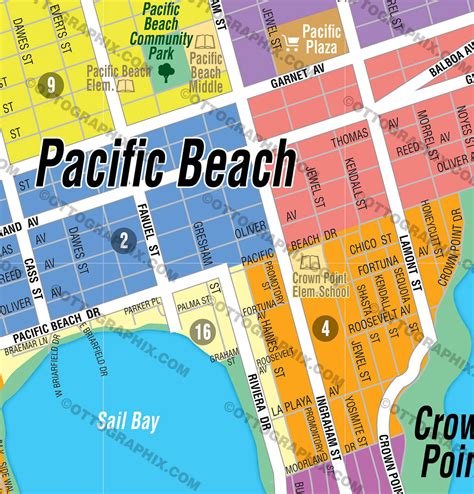 Pacific Beach Mission Beach Mission Bay Map San Diego County Ca