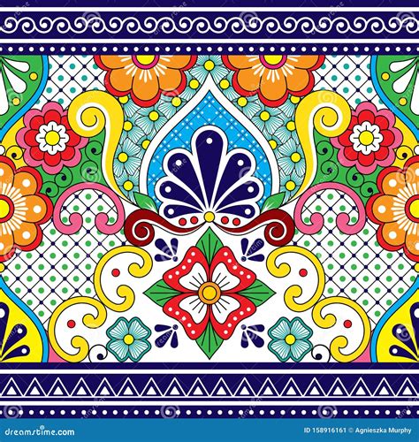 Mexican Talavera Ceramic Tile Pattern Cartoon Vector Cartoondealer
