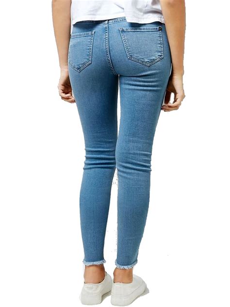 N3w L00k Curve Blue Jenna Ripped Frayed Hem Skinny Jeans Plus Size 18