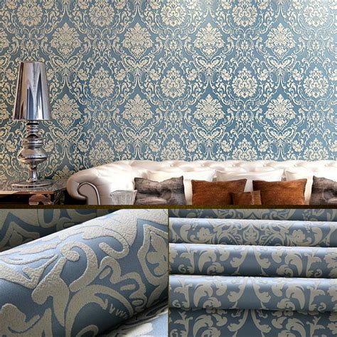 10m 3d Non Woven Embossed European Style Damask Relief Background
