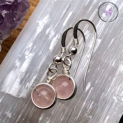 Rose Quartz Sterling Silver Wire Wrapped Earrings