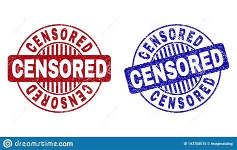 Censored Set Of Red Round And Square Rubber Stamps Vector Illustration