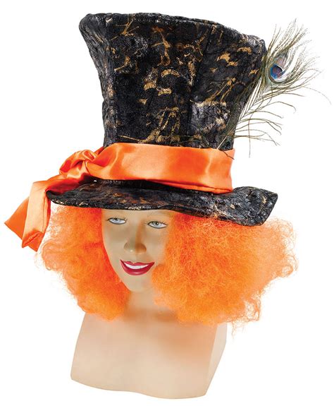 Mad Hatter Hat And Hair Halloween Fancy Dress Fairytale Adults Mens