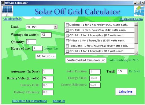 Solar Offgrid Calculator | SourceForge.net