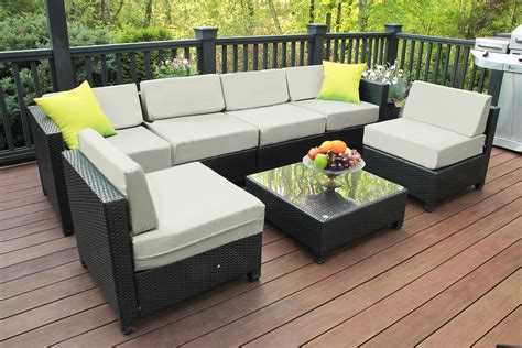 Mcombo Aluminum Outdoor Patio Furniture Sectional Set Black Wicker Sofa