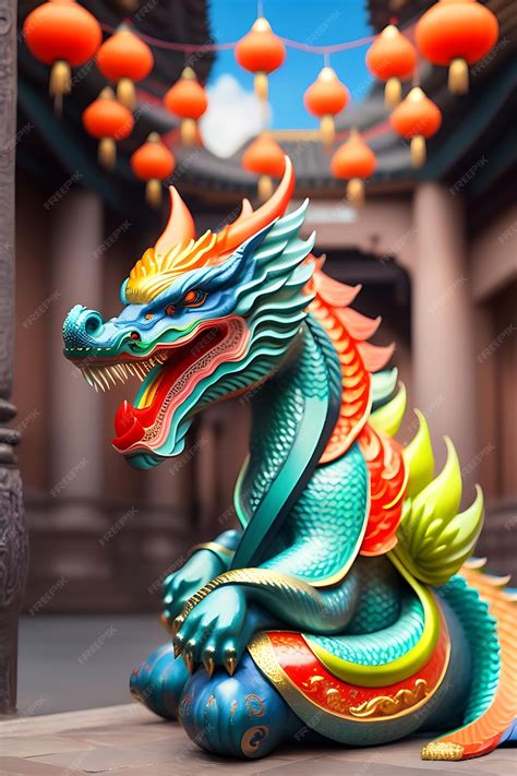 Premium Ai Image Chinese Dragon Statue In The Temple Chinese New Year