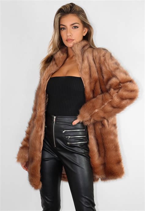 Tall Premium Brown Pelted Faux Fur Coat Missguided