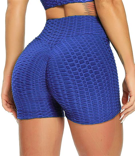 Seasum Seasum Womens High Waist Yoga Shorts Tummy Control Butt Lift Workout Pants Textured