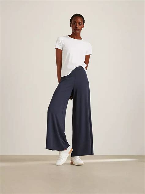 John Lewis Jersey Wide Leg Trousers Navy At John Lewis And Partners