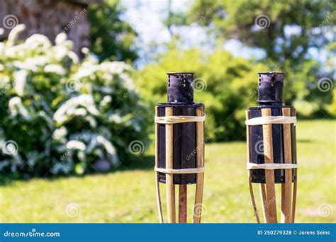 Fire Torch On The Grass Stock Photo Image Of Water 250279328