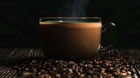 Download Wallpaper 1920x1080 Cup Coffee Coffee Beans Drink Steam