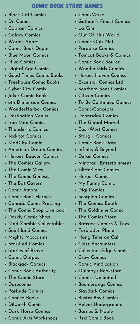 620 Ridiculously Awesome Comic Book Store Name Ideas