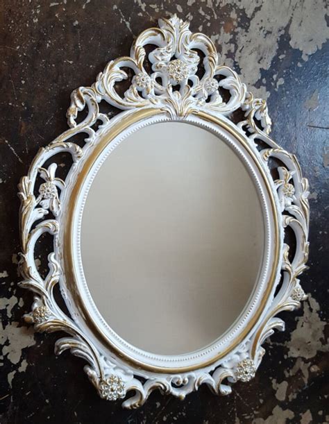 Free Shipping Large White Gold Wall Mirror Baroque Mirror Etsy