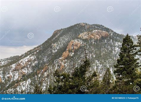 Snowing On Cheyenne Mountain Colorado Springs Stock Image Image Of