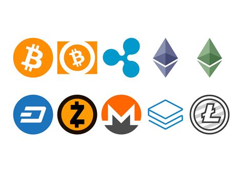 Cryptocurrency Logo Cryptocurrency Bitcoin Logo Set