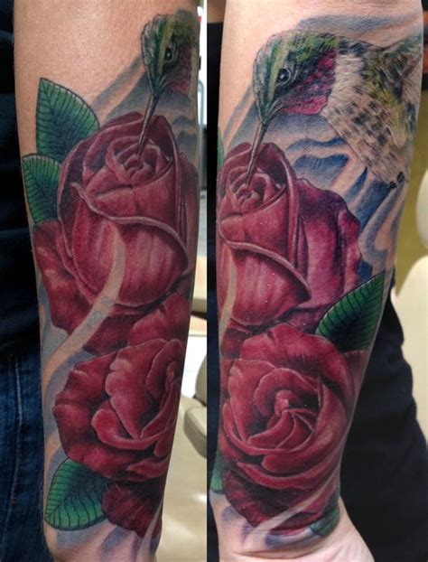 Check out the coolest designs! Hummingbird and Roses by Bart Andrews : Tattoos