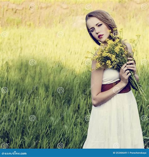 Romantic Woman In Forest Stock Image Image Of Look Elegance