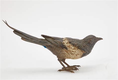Lot A Large Vienna Cold Painted Bronze Model Of A Magpie Attributed To Franz Bergman Early