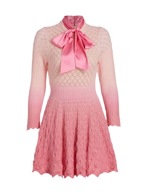 Alice And Olivia Alice Olivia Gin Lace Silk And Wool Blend Mini Dress In Pink Modesens