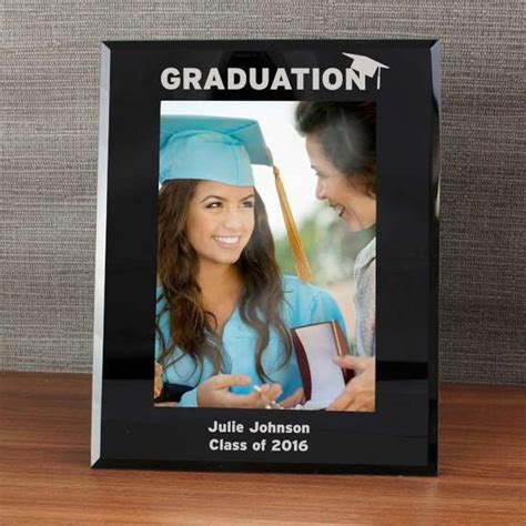 Personalised 5x7 Graduation Black Glass Photo Frame Personalized