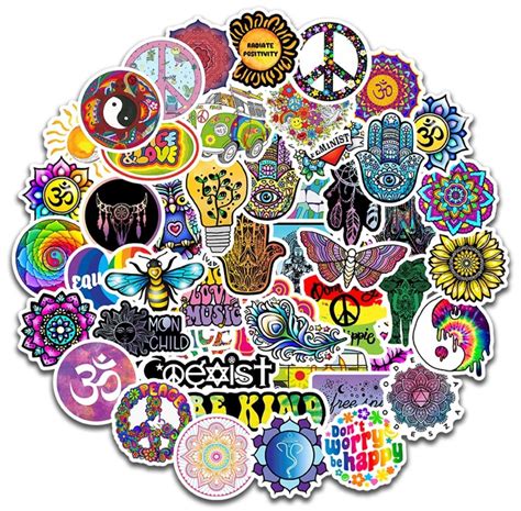 Hippie Stickers Random Sticker Packs Peace Love Stickers Etsy