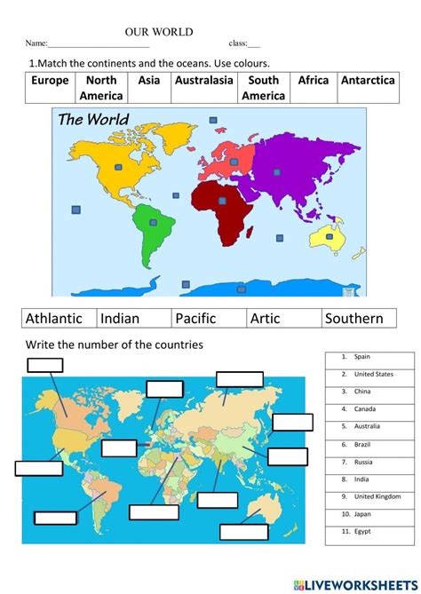 Worksheets Continents And Oceans Social Science Geography Country Retro Interactive