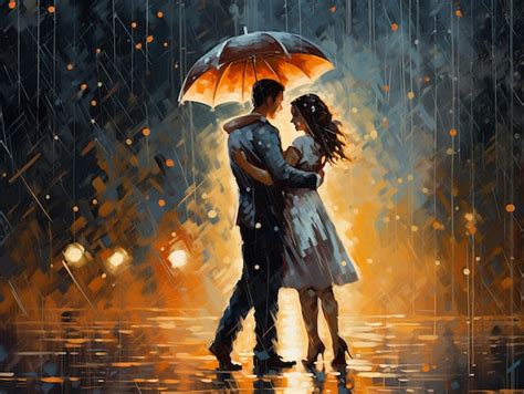 Premium Ai Image Illustration Of Couple Dancing In The Rain