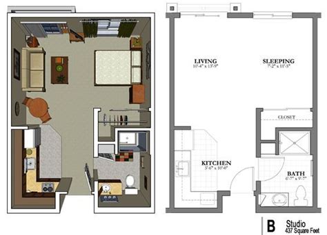 The Studio Apartment Floor Plans Above Is Used Allow The Decoration Of