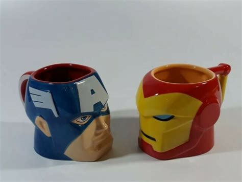 disney store iron man and captain america culpted ceramic mug cup marvelcomics2011 ebay