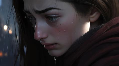 Premium Ai Image A Woman With A Tear On Her Face And A Tear Drop On